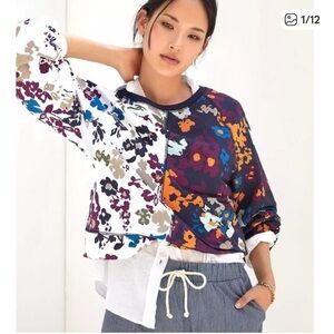 Anthropologie Maeve Multicolor Floral Sweatshirt